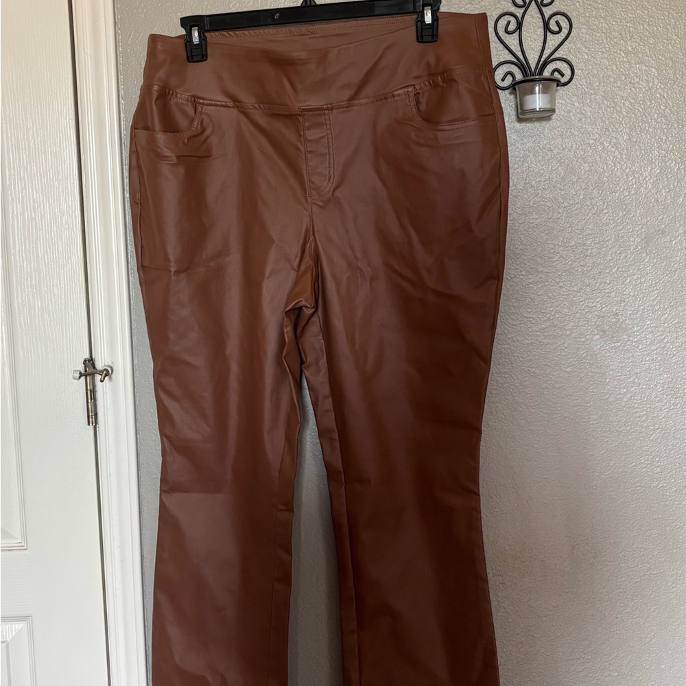 Brown Faux Leather Pants